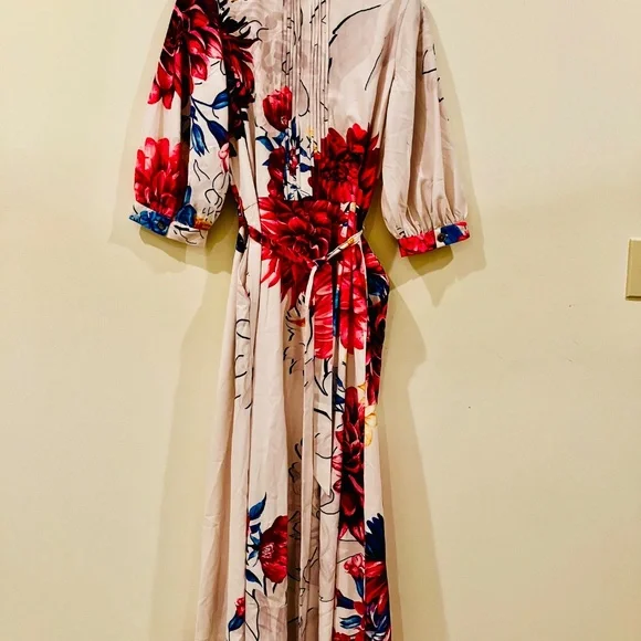 Wayward Fancies Bracelet Sleeve Floral Print Crepe Dress M - Picture 7 of 8